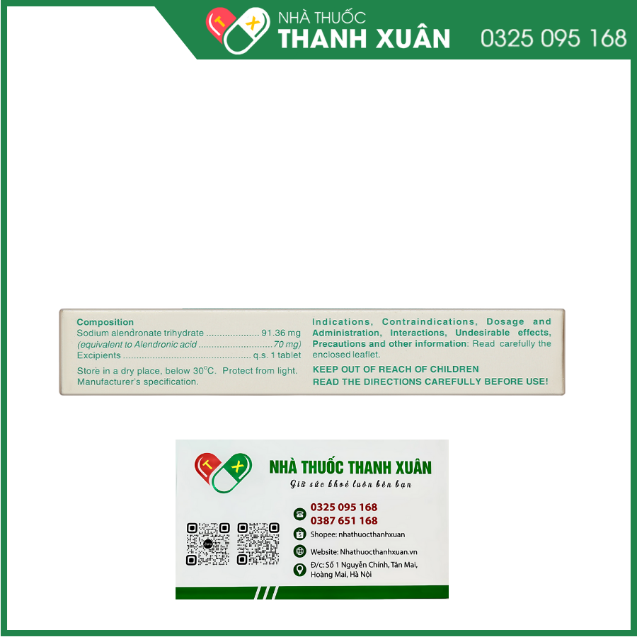Alenbe 70mg trị loãng xương ở phụ nữ sau mãn kinh
